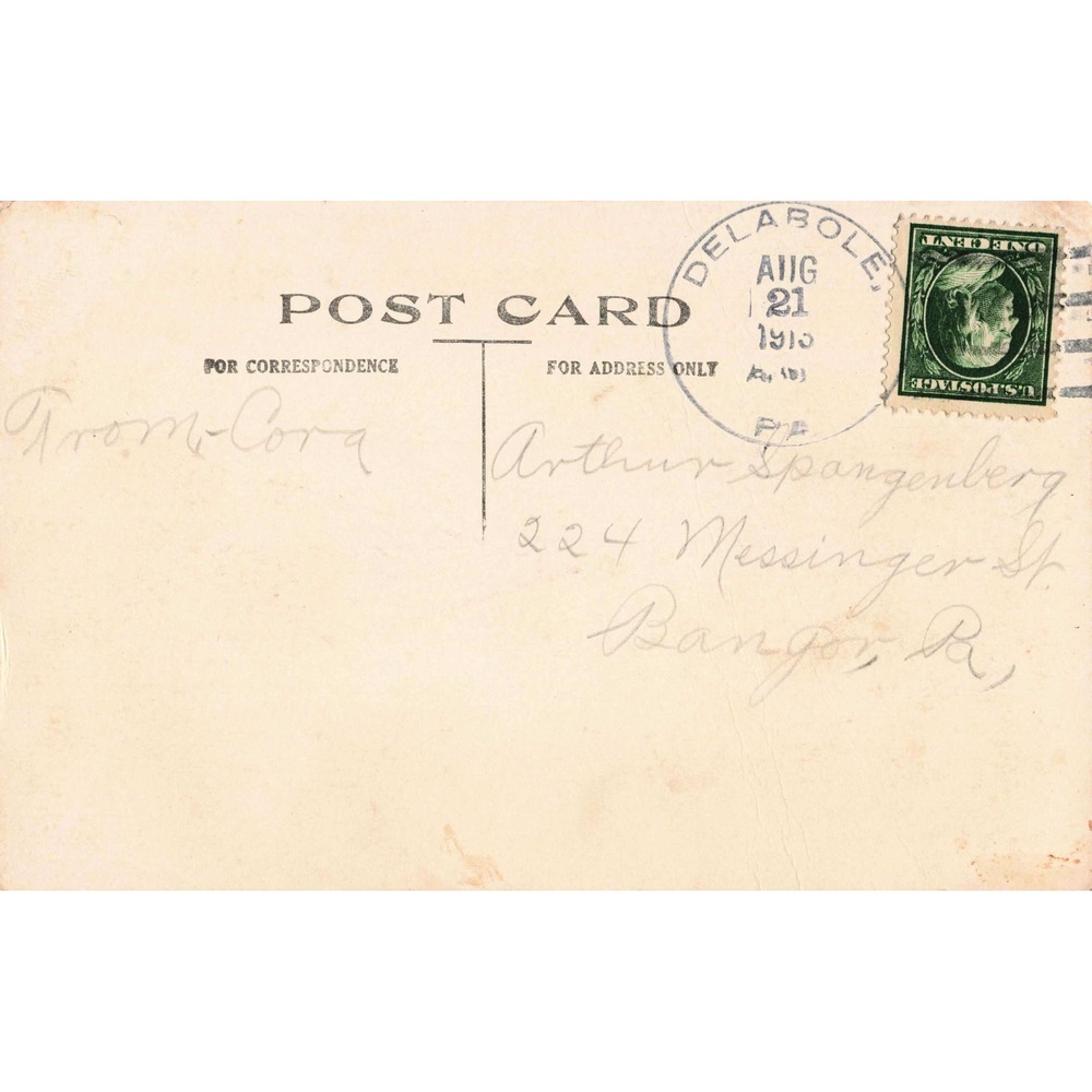 Delabole PA Pennsylvania Postcard 1910 Pennant Woman Portrait Divided Back Used - Picture 2 of 2